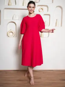 PURVAJA Kimono Sleeve A-Line Dress