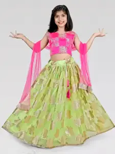 BAESD Girls Embroidered Thread Work Organza Ready to Wear Lehenga & Blouse With Dupatta