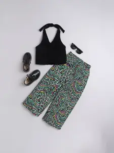 taffykids Girls Halter Neck Crop Top With Trousers