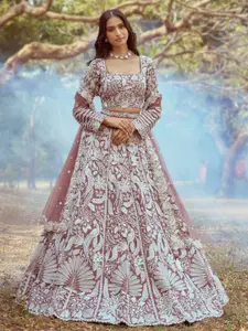 panchhi Embellished Beads & Stones Semi-Stitched Lehenga & Unstitched Blouse With Dupatta