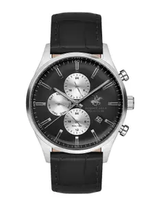 Beverly Hills Polo Club Men Patterned Dial & Leather Straps Chronograph Watch BP3626Y.351