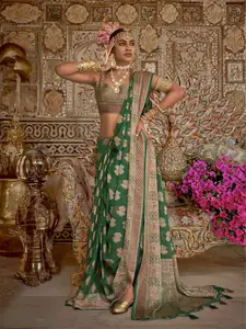 elora Woven Design Zardozi Pure Georgette Banarasi Saree