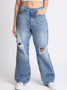 The Roadster Lifestyle Co Women Knee Slash Straight-Fit Jeans