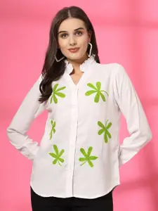 plusS Women Embroidered Cotton Casual Shirt