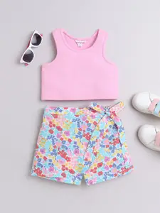 taffykids Girls Round Neck Tank Top With Shorts