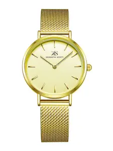 KENNETH SCOTT Women Embellished Dial & Stainless Steel Straps Analogue Watch K22519-GMGC