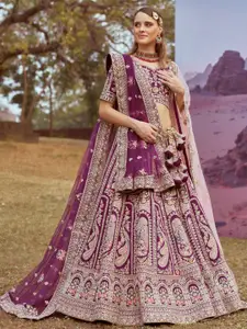panchhi Floral Embroidered Beads and Stones Silk Semi-Stitched Lehenga Choli