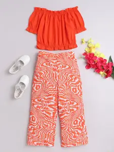 taffykids Girls Off-Shoulder Crop Top With Trousers