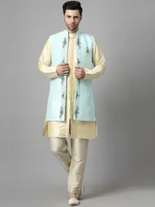 Utsav Fashion Men Ethnic Motifs High Slit Beads and Stones Kurta with Trousers