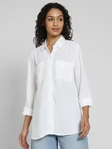 AMERICAN EAGLE OUTFITTERS Women Spread Collar Solid Casual Shirt