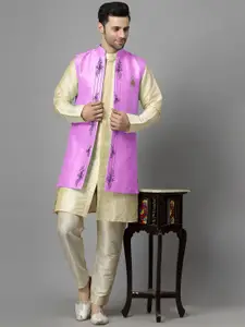 Utsav Fashion Men Ethnic Motifs High Slit Beads and Stones Kurta with Trousers