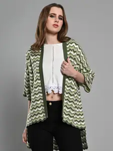 IZEL Women Striped Hooded Longline Sweater