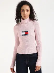 Tommy Hilfiger Women Brand Logo Printed Turtle Neck Pullover