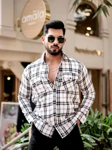 TRYBUY.IN Men Grid Tattersall Checks Opaque Checked Casual Shirt