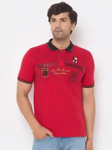 Duke Men Typography Printed Polo Collar Cotton T-shirt