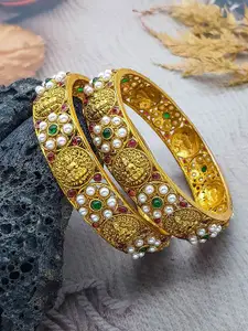 GRIIHAM  Set Of 2 Gold Plated AD Studded Bangles