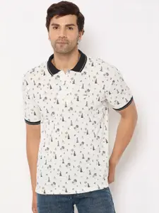 Duke Men Conversational Printed Polo Collar Cotton T-shirt