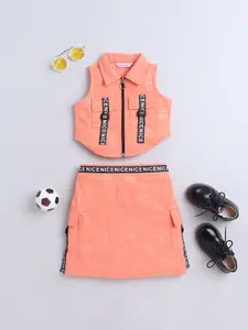 taffykids Girls Printed Top with Skirt