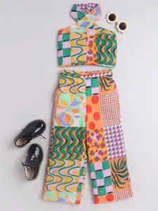 taffykids Girls Printed Top with Trousers