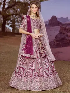 panchhi Embellished Stones Silk Semi-Stitched Lehenga & Unstitched Blouse With Dupatta
