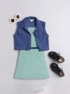 taffykids Girls Shoulder Straps Top with Skirt and Jacket