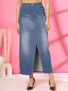 plusS  Women A-Line Knitted Maxi Skirt