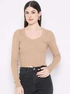 Camey Women Ribbed Woollen Crop Pullover