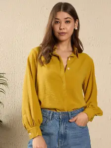 The Roadster Lifestyle Co. Women Spread Collar Textured Casual Shirt