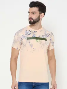 Duke Men Floral Printed Round Neck Cotton T-shirt