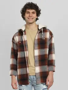 AMERICAN EAGLE OUTFITTERS Men Checked Hooded Sweatshirt