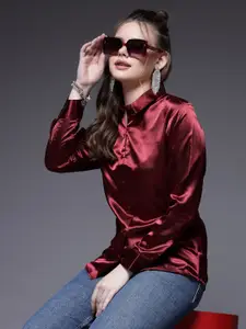 BEING NAUGHTY Women Comfort Spread Collar Solid Casual Shirt