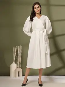 plusS Women Fit & Flare Midi Wrap Dress