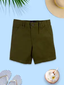 KiddoPanti Boys Pure Cotton Knee Length Mid-Rise Shorts
