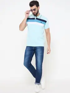 Duke Men Striped Polo Collar T-shirt