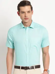 Turtle Men Standard Spread Collar Solid Cotton Slim Fit Formal Shirt