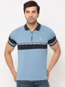 Duke Men Striped Polo Collar Slim Fit T-shirt