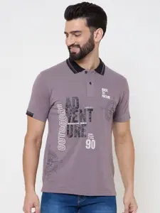 Duke Men Typography Printed Polo Collar Cotton T-shirt