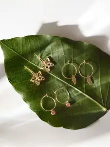 Accessorize Set Of 3 Butterfly Leaf Huggie Hoop Earrings