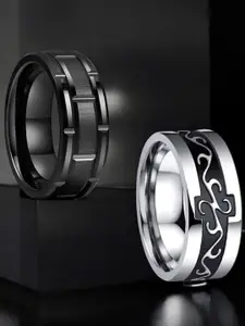 The Roadster Lifestyle Co. Men Set Of 2 Stainless Steel Band Rings