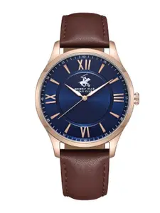 Beverly Hills Polo Club Men Leather Bracelet Style Straps Analogue Watch BP3623Y.599