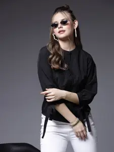 BEING NAUGHTY Women Comfort Band Collar Solid Casual Shirt