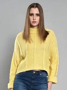 IZEL Women Cable Knit Turtle Neck Pullover