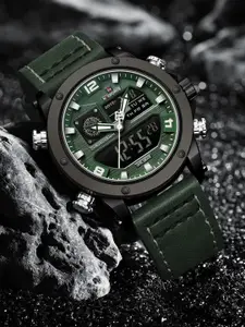 Naviforce Men Skeleton Dial Reset Time Analogue and Digital Watch NF9236 B GN GN_