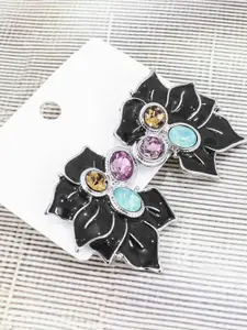 KRENOZ Silver Plated Rhinestone Floral Studs Earrings