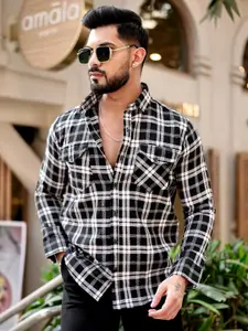 TRYBUY.IN Men Grid Tattersall Checks Opaque Checked Casual Shirt