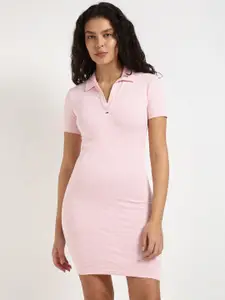 Tommy Hilfiger Women Striped Shirt Collar Bodycon Dress