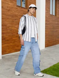 Aeropostale Self Striped Pure Cotton Casual Shirt