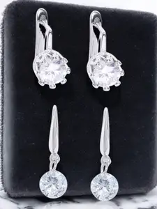DressBerry Set Of 2 Contemporary Cubic Zirconia Drop Earrings