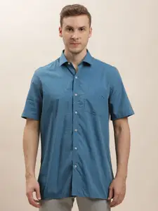 Turtle Men Standard Spread Collar Solid Cotton Slim Fit Formal Shirt