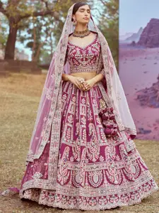 panchhi Embellished Beads & Stones Semi-Stitched Lehenga & Unstitched Blouse With Dupatta